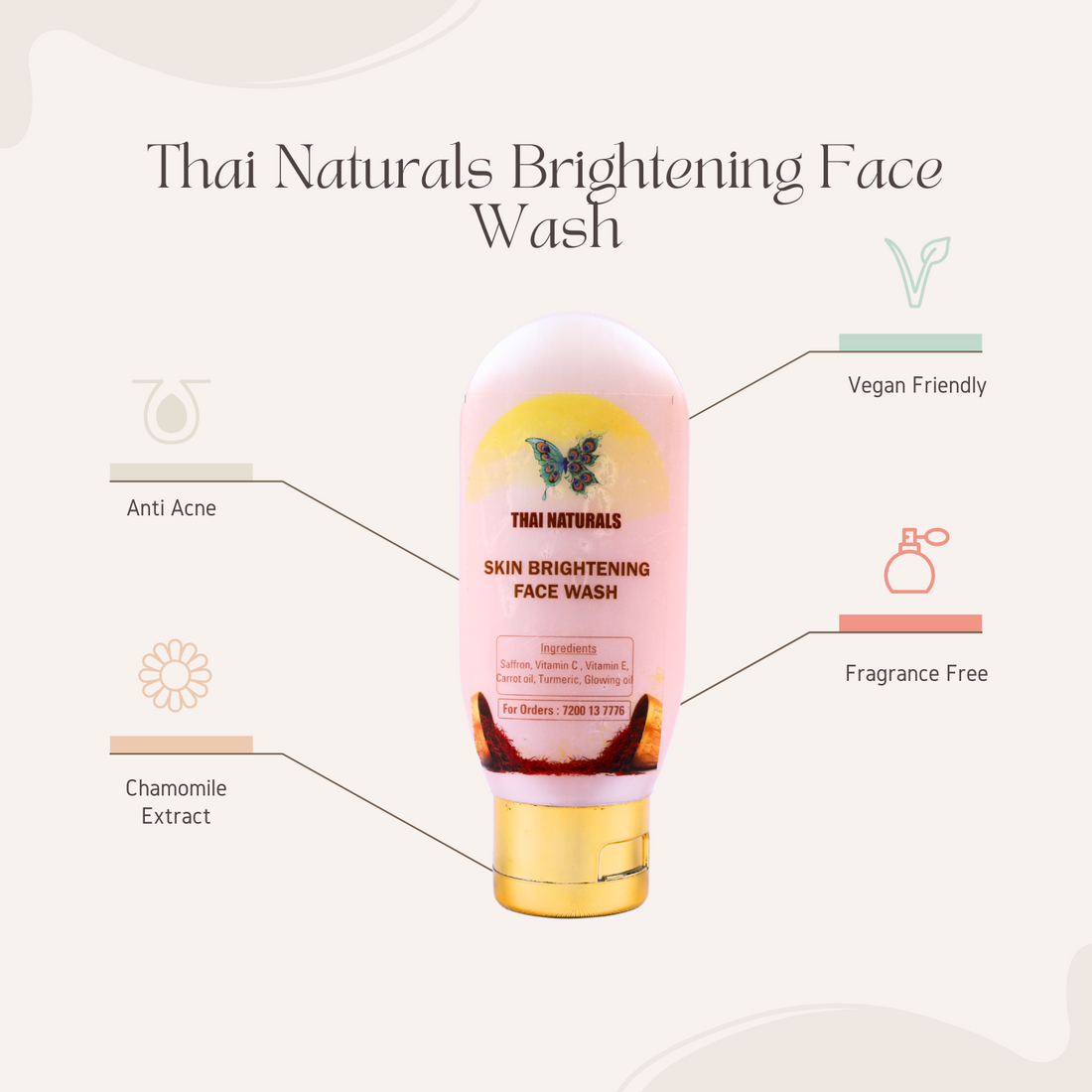 Thai Naturals Bright Booster Saffron Face Wash 70ml